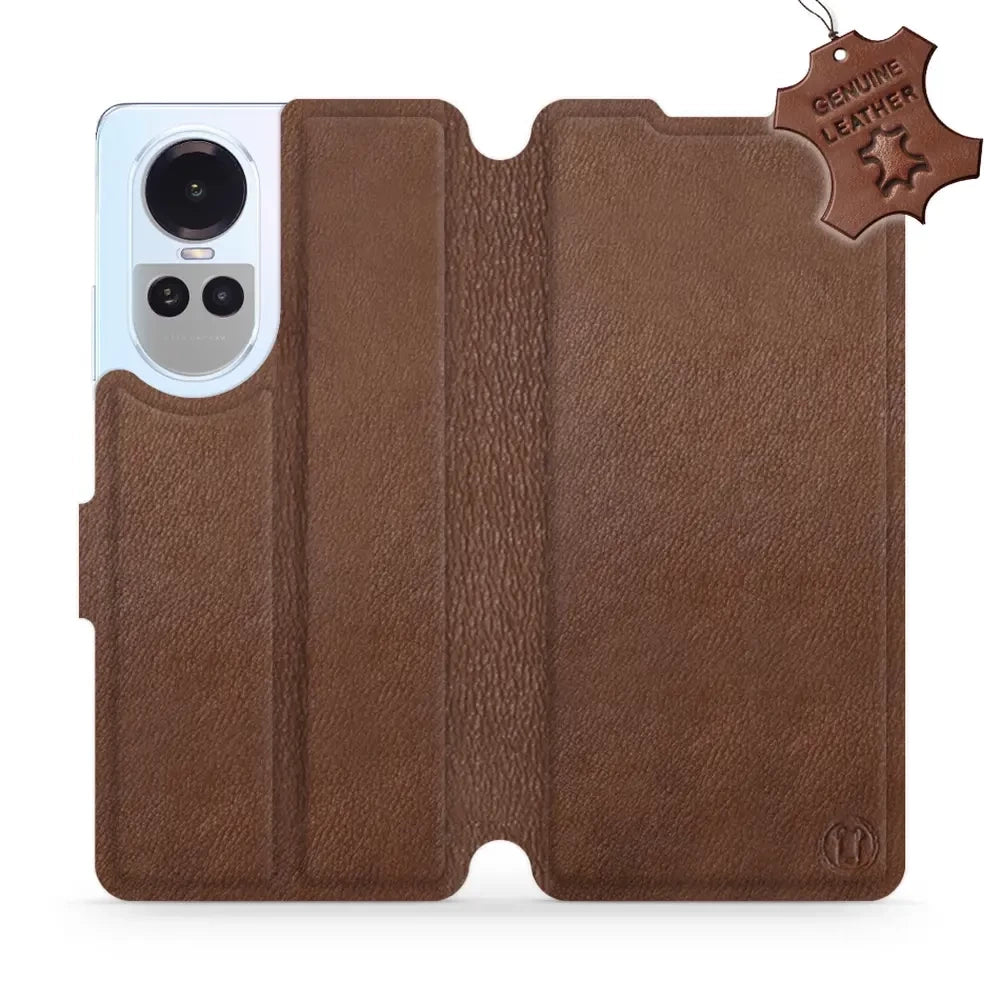 Echtleder Handyhülle für Oppo Reno10 5G, Mobiwear Leather, Braun