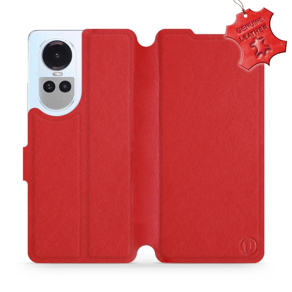 Echtleder Handyhülle für Oppo Reno10 5G, Mobiwear Leather, Rot