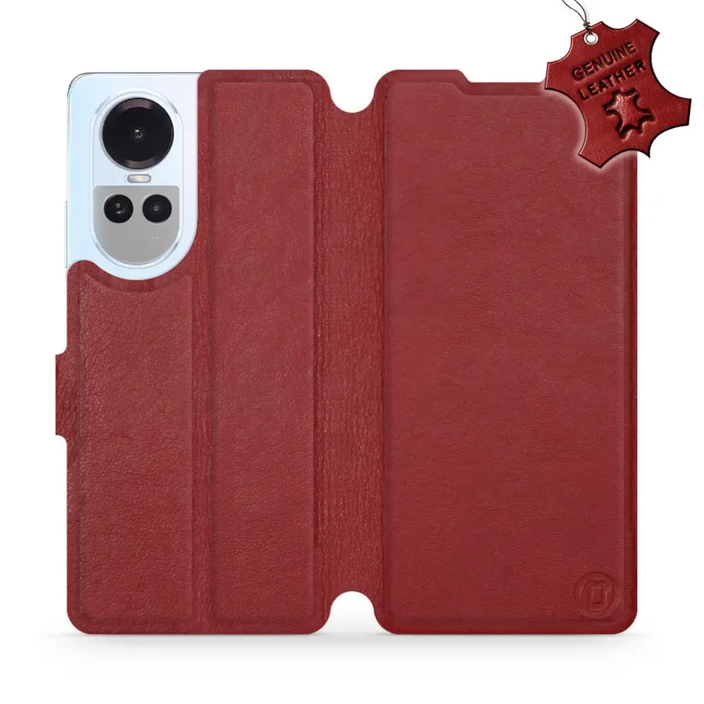 Echtleder Handyhülle für Oppo Reno10 5G, Mobiwear Leather, Dunkelrot