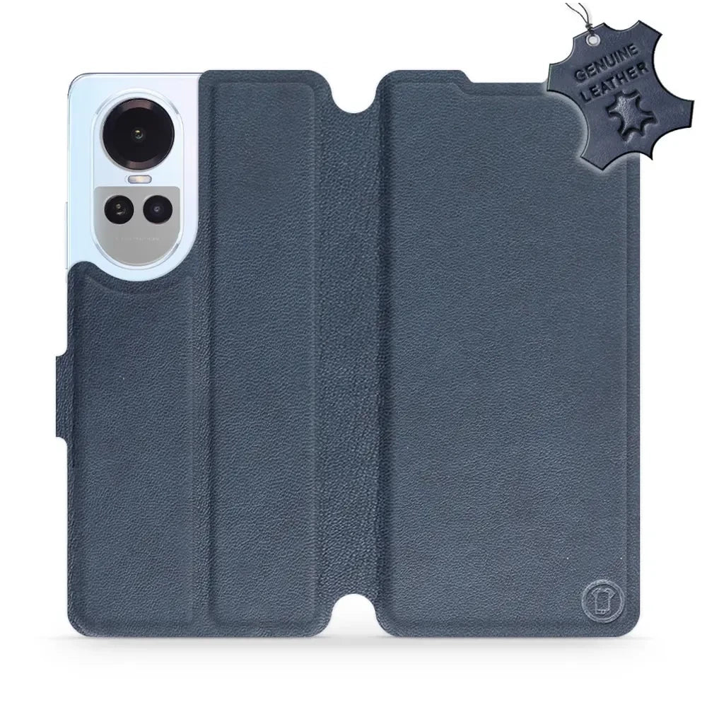 Echtleder Handyhülle für Oppo Reno10 5G, Mobiwear Leather, Dunkelblau