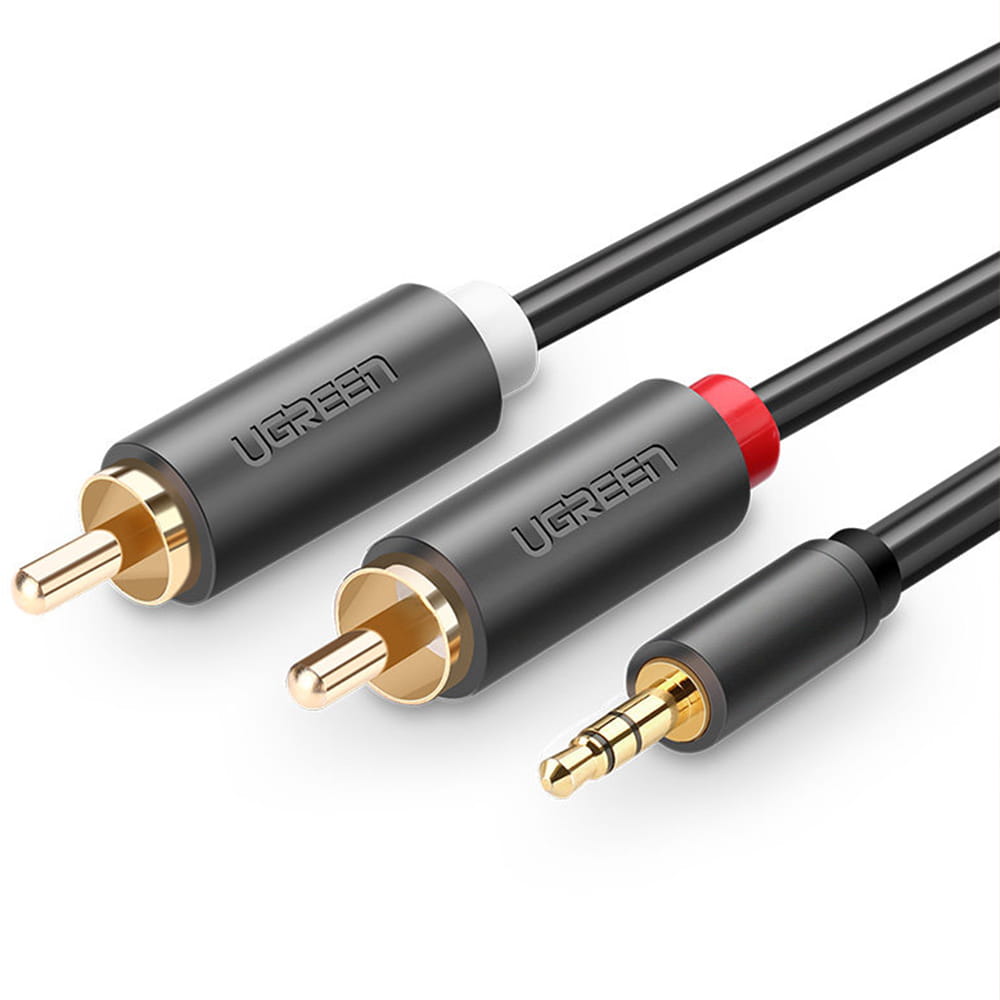 Audiokabel Ugreen 3,5 mm mini jack (männlich), 2x RCA, 1,5 m, Schwarz