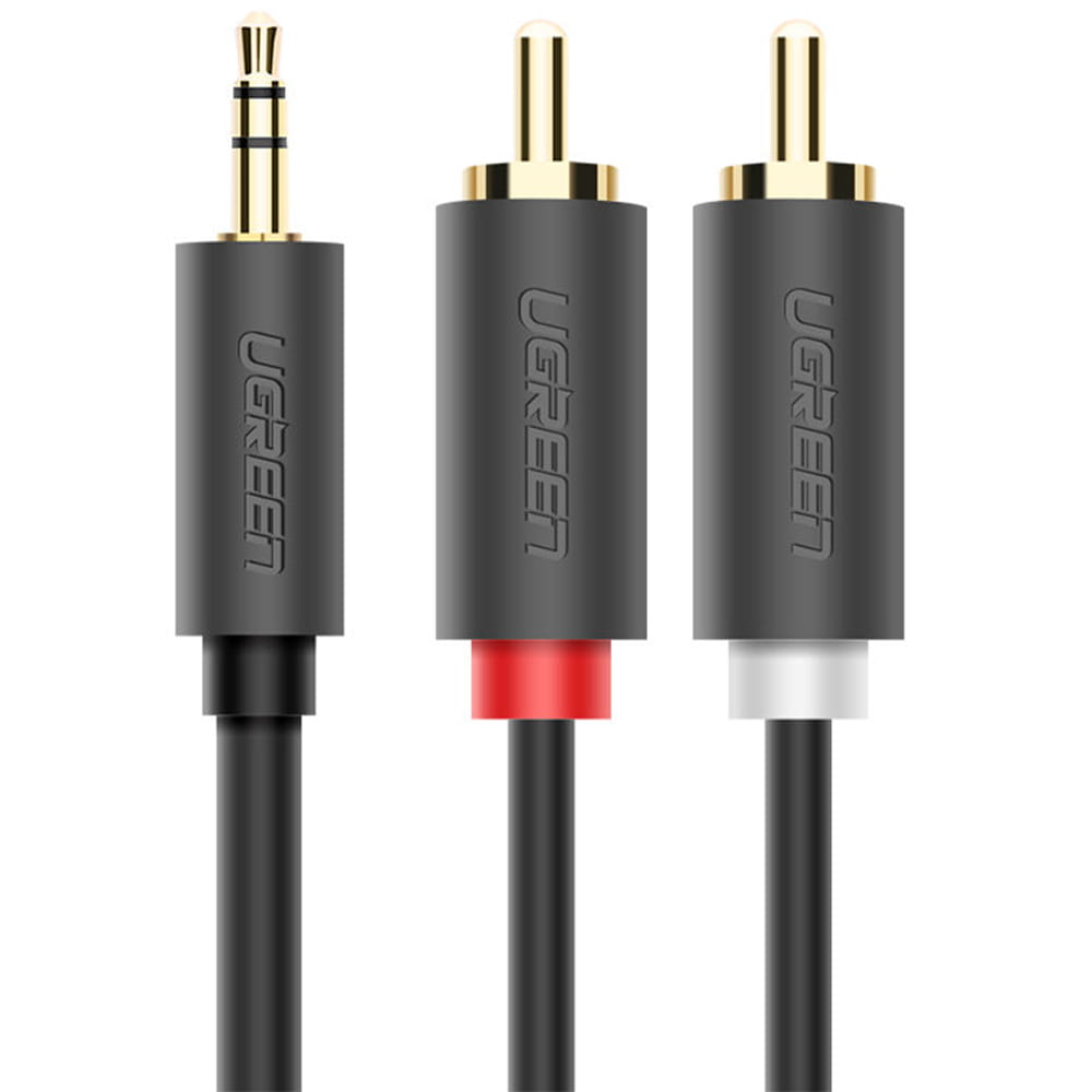 Audiokabel Ugreen 3,5 mm mini jack (männlich), 2x RCA, 1,5 m, Schwarz