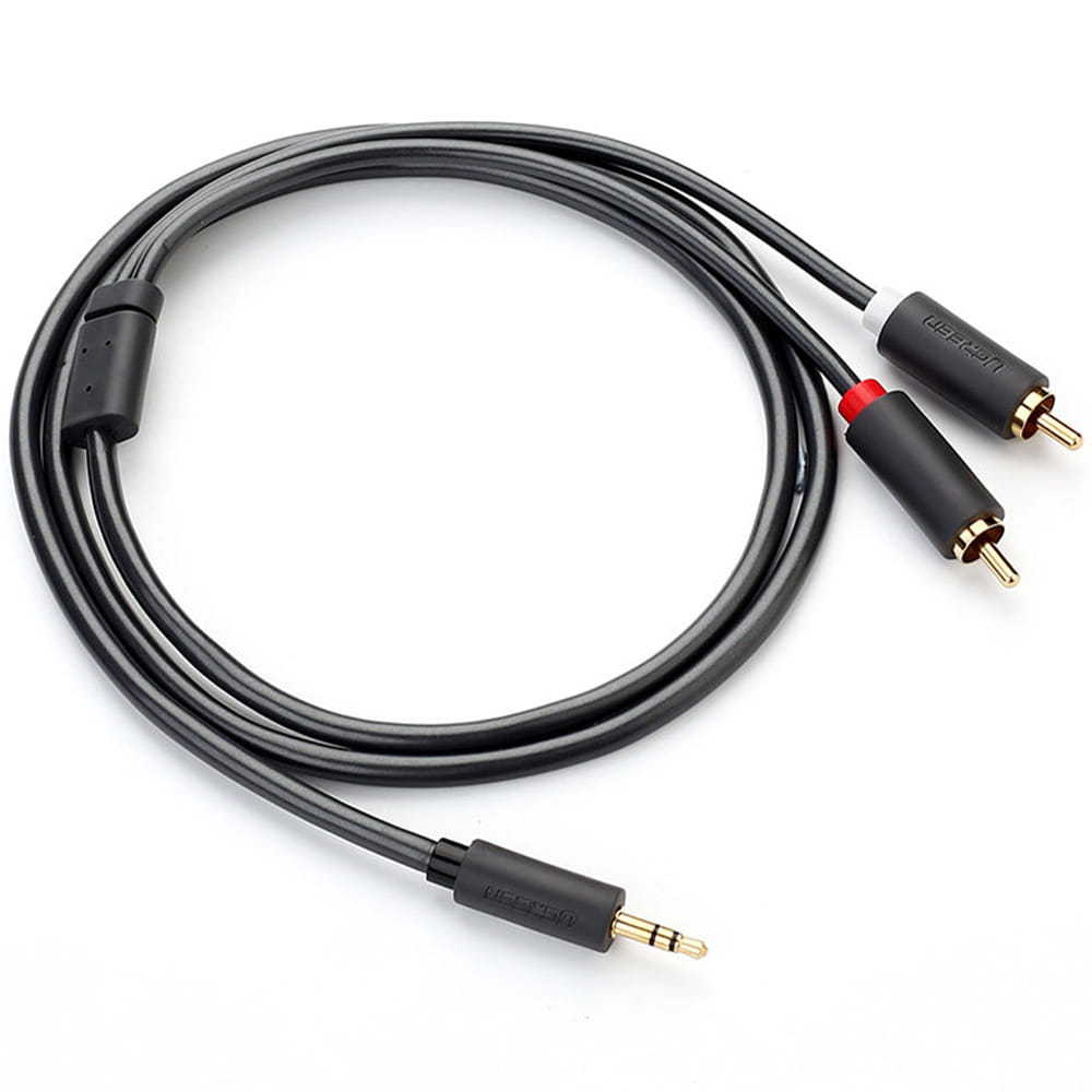 Audiokabel Ugreen 3,5 mm mini jack (männlich), 2x RCA, 1,5 m, Schwarz