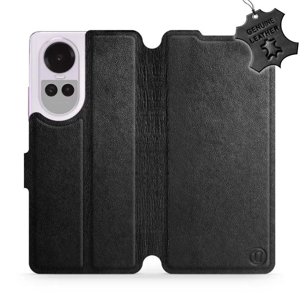 Echtleder Handyhülle für Oppo Reno10 Pro 5G, Mobiwear Leather, Schwarz