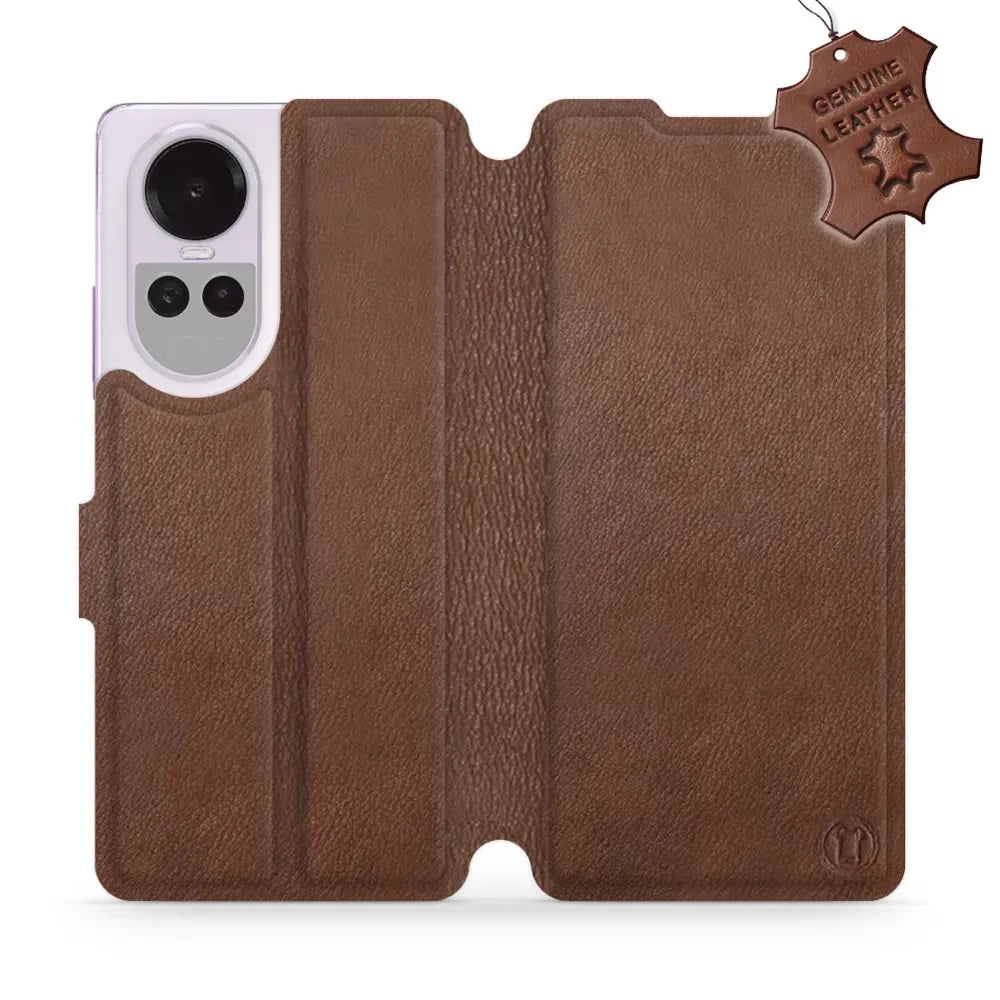 Echtleder Handyhülle für Oppo Reno10 Pro 5G, Mobiwear Leather, Braun