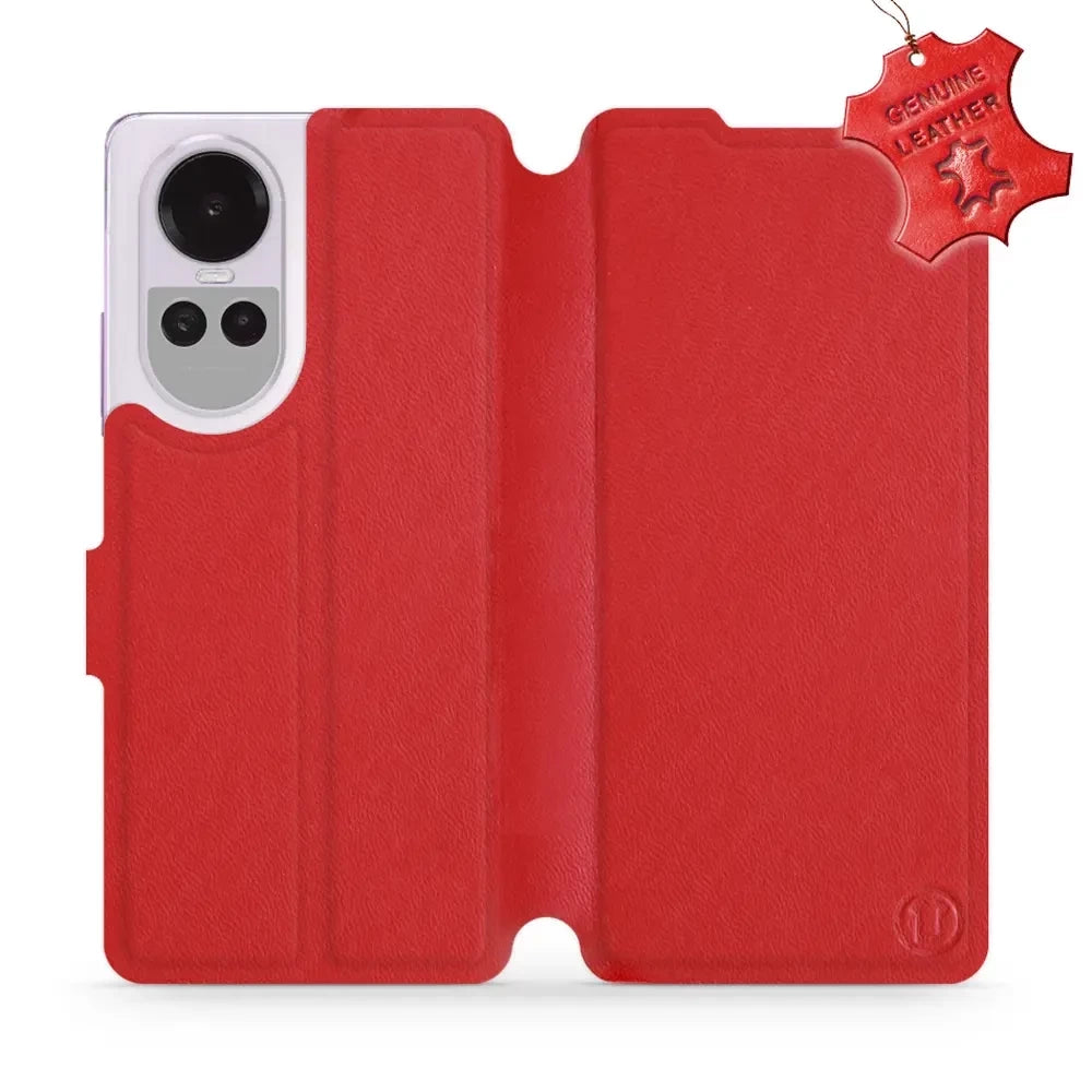 Echtleder Handyhülle für Oppo Reno10 Pro 5G, Mobiwear Leather, Rot
