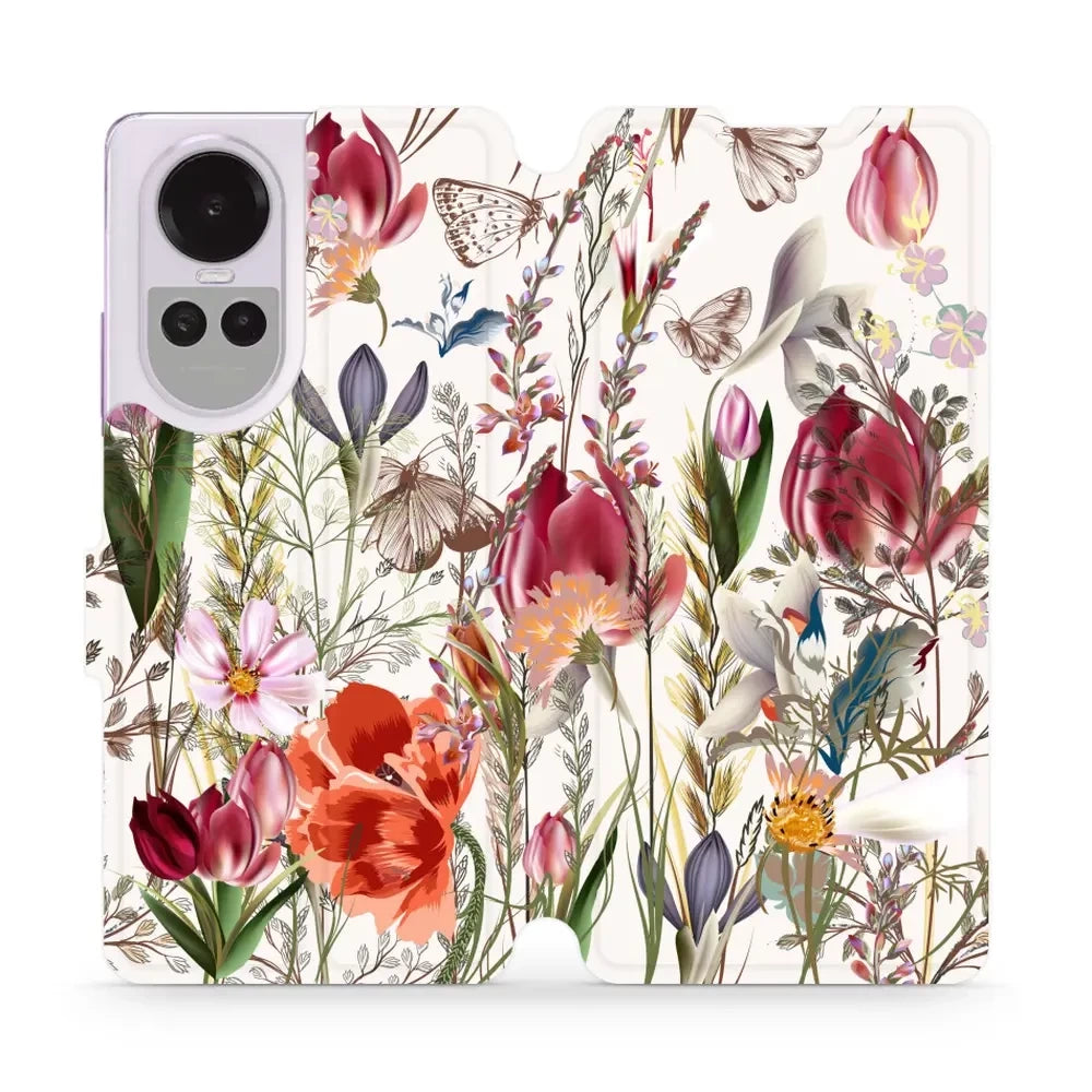Handyhülle mit klappe für Oppo Reno10 Pro 5G, Mobiwear Book, Blumenstrauß