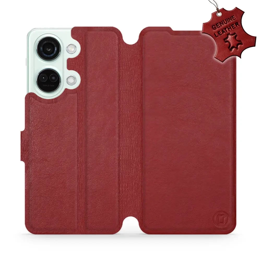 Echtleder Handyhülle für OnePlus Nord 3, Mobiwear Leather, Dunkelrot