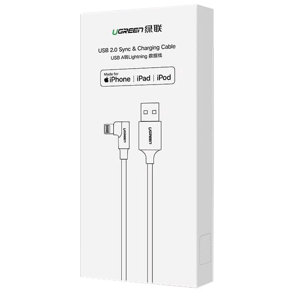 Ugreen USB-A / Lightning Quick Charge 3.0 Winkelkabel, MFI, 1m, Grau
