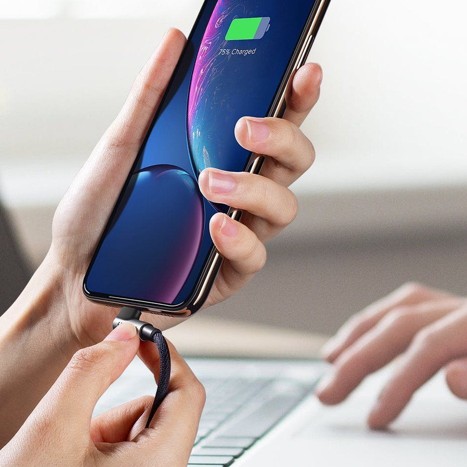 Ugreen USB-A / Lightning Quick Charge 3.0 Winkelkabel, MFI, 1m, Grau