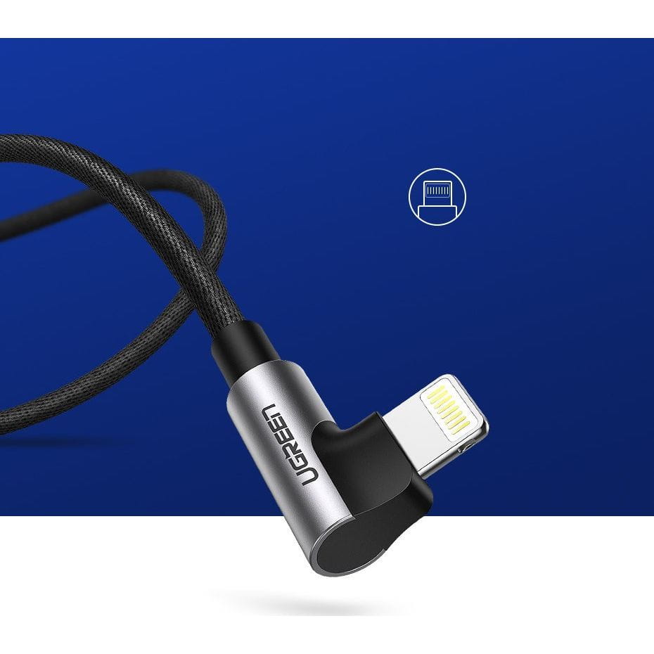Ugreen USB-A / Lightning Quick Charge 3.0 Winkelkabel, MFI, 1m, Grau