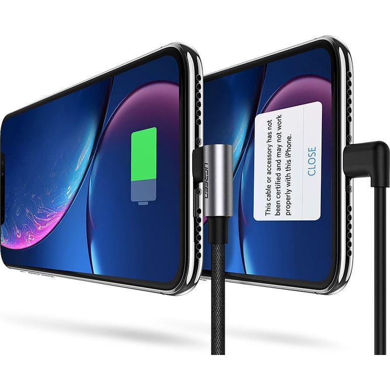 Ugreen USB-A / Lightning Quick Charge 3.0 Winkelkabel, MFI, 1m, Grau