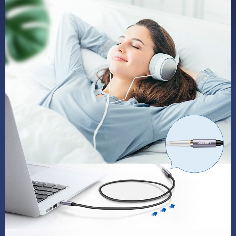 Kabel/Adapter Ugreen AUX 3,5 mm mini jack, 3 m, Silbern