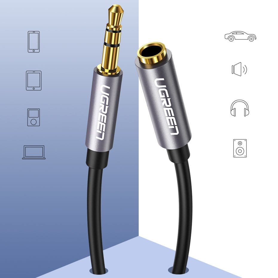 Kabel/Adapter Ugreen AUX 3,5 mm mini jack, 3 m, Silbern