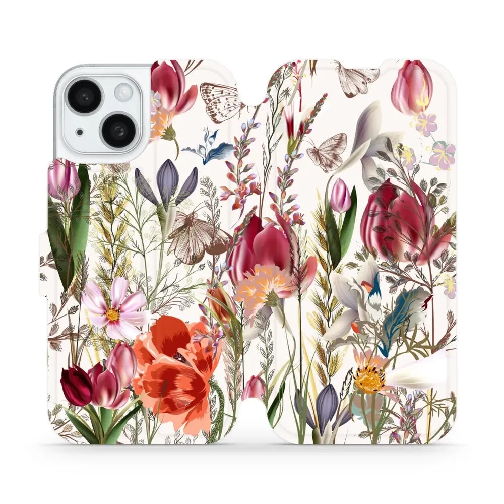 Handyhülle mit klappe für iPhone 15, Mobiwear Book, Blumenstrauß