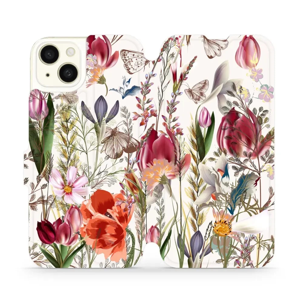 Handyhülle mit klappe für iPhone 15 Plus, Mobiwear Book, Blumenstrauß