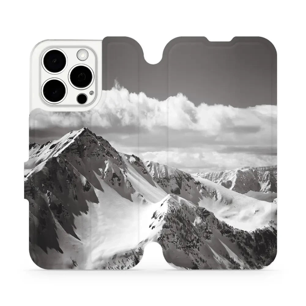 Handyhülle mit klappe für iPhone 15 Pro, Mobiwear Book, Berggipfel