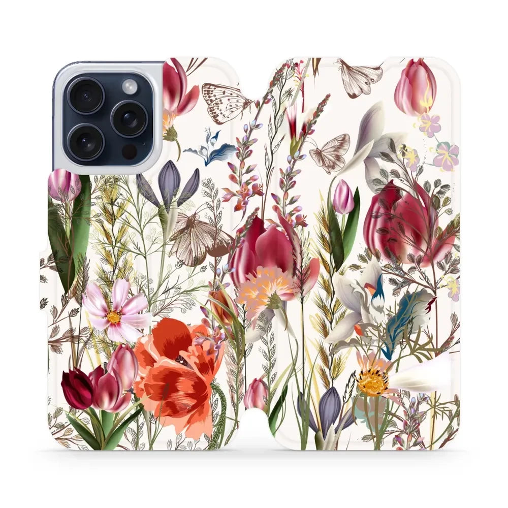 Handyhülle mit klappe für iPhone 15 Pro Max, Mobiwear Book, Blumenstrauß