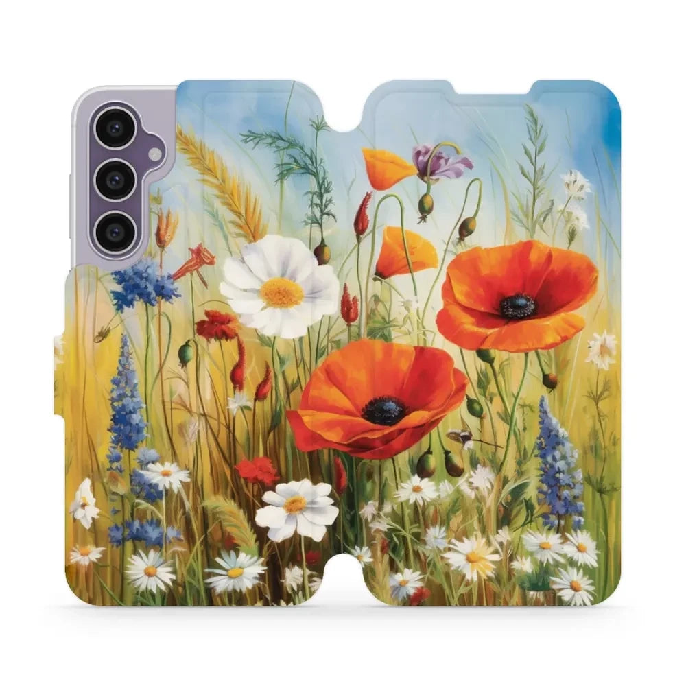 Handyhülle mit klappe für Galaxy S23 FE, Mobiwear Book, Wiesenblumen