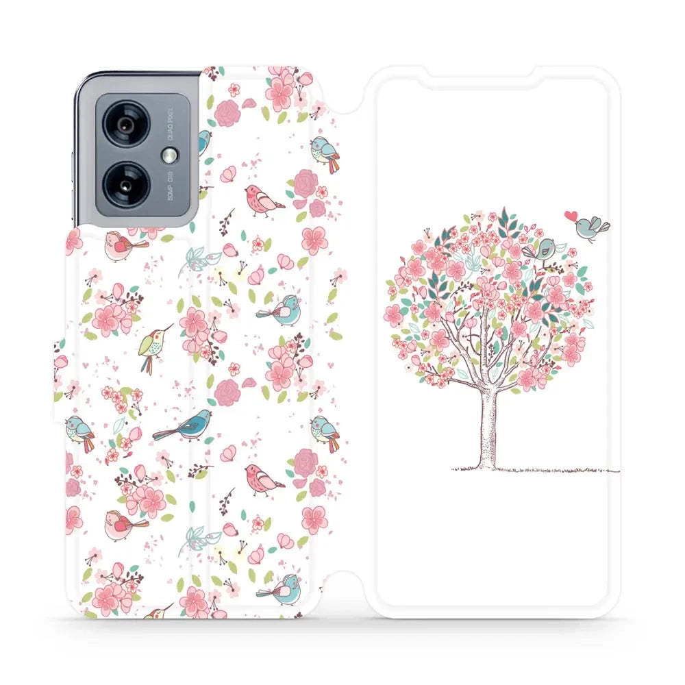 Handyhülle mit klappe für Motorola Moto G54 5G, Mobiwear Book, Rosa Hain
