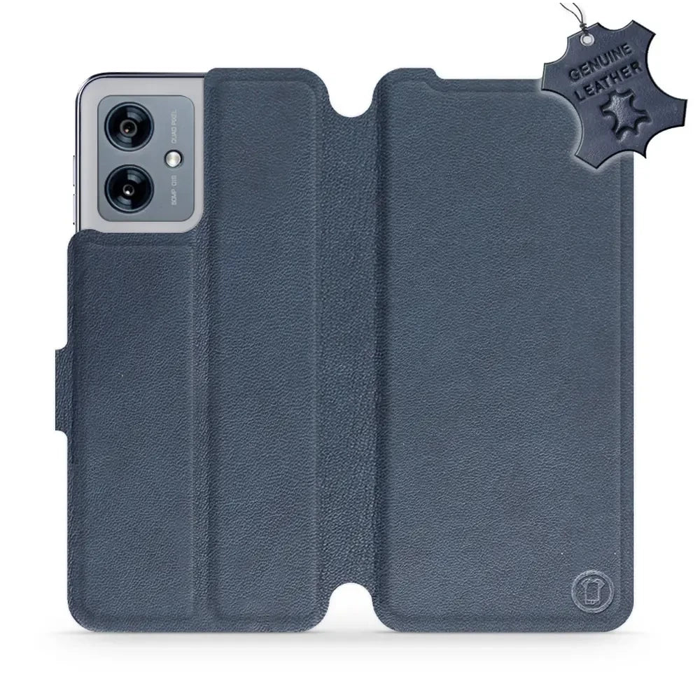 Echtleder Handyhülle für Motorola Moto G54 5G, Mobiwear Leather, Dunkelblau