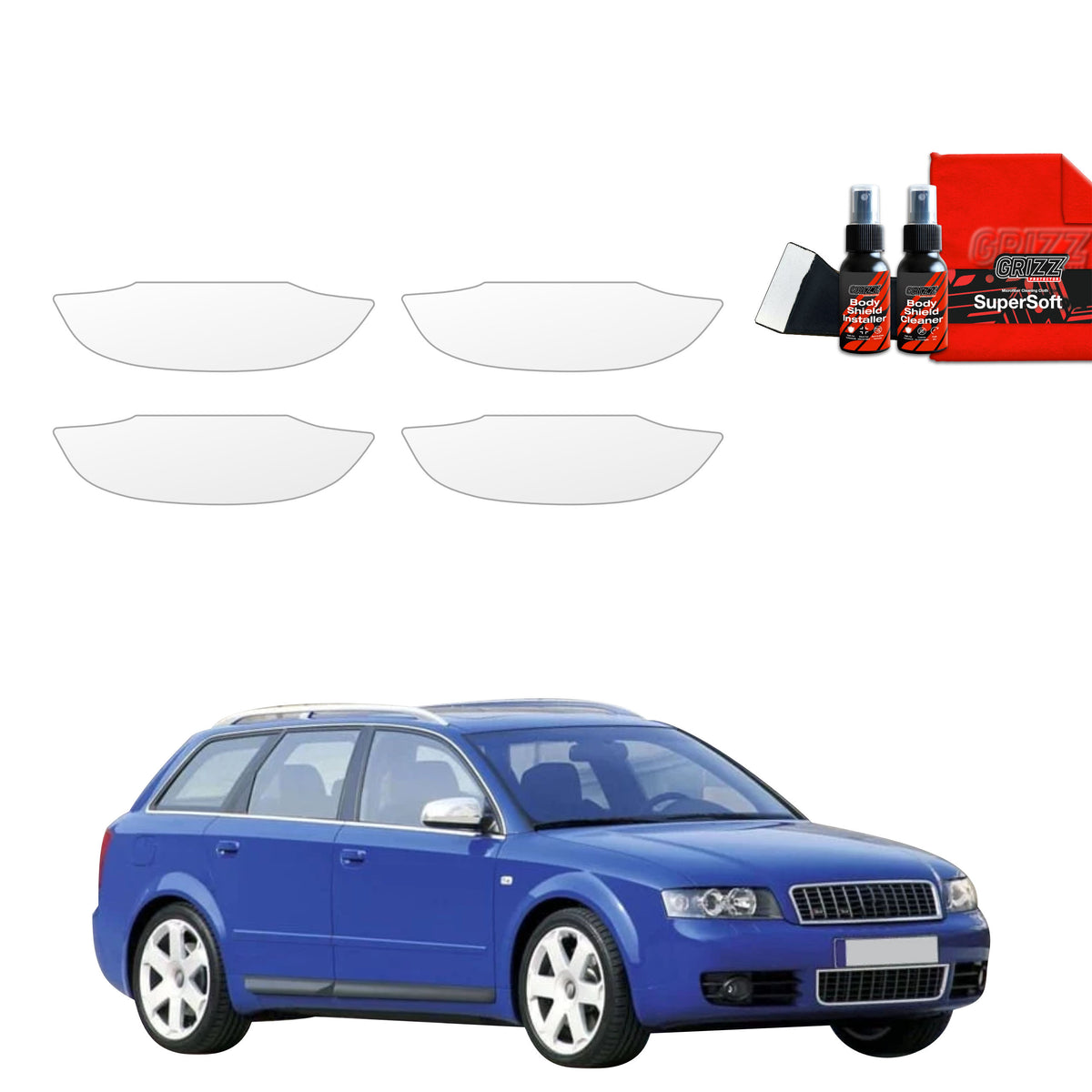 4in1 Schutzfolie Grizz Protector für Türgriffmulden - Audi A4 B6 Avant (2000-2006)