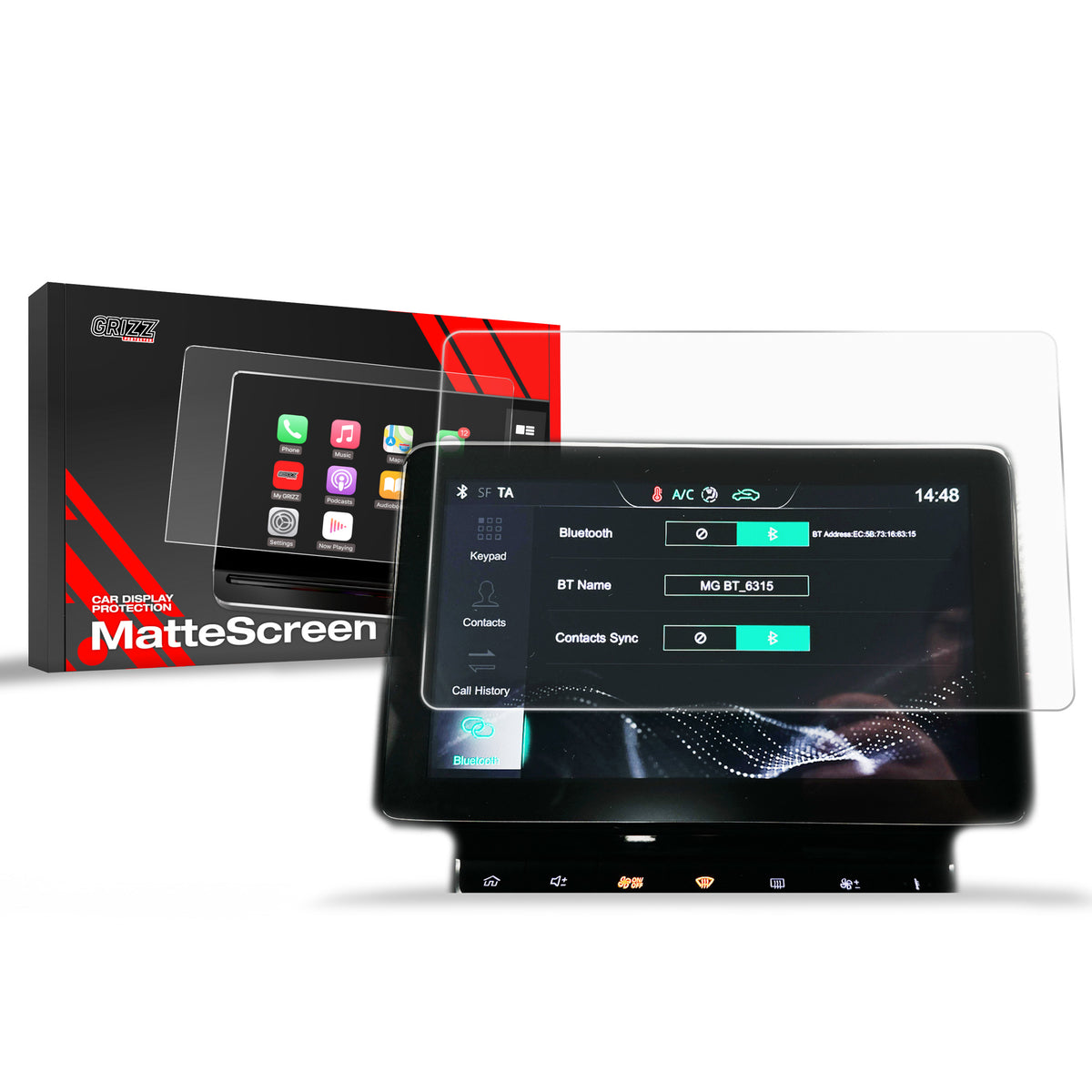 Matte Autodisplayfolie für MG ZS 10,1" (2022-2024), Grizz Protector