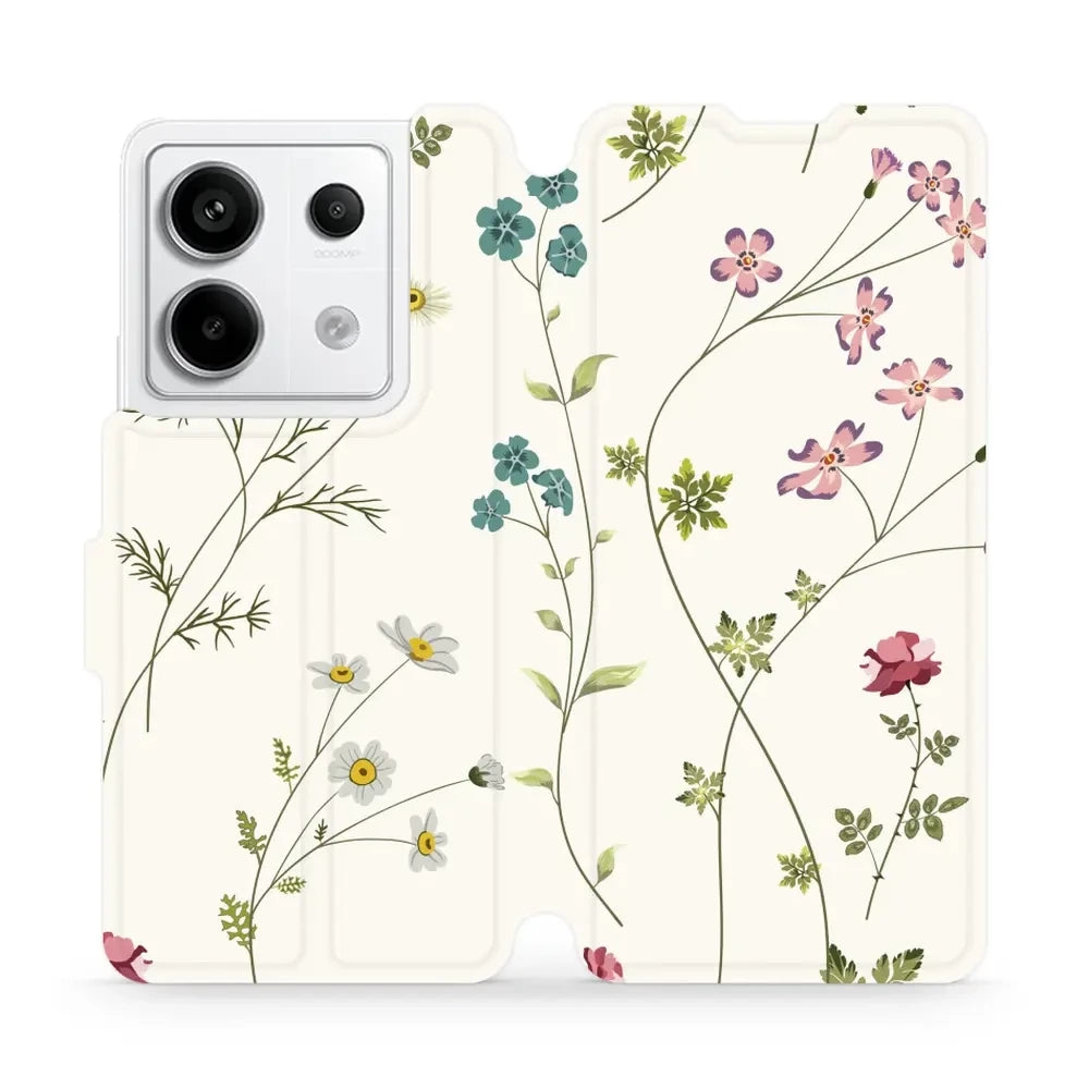 Handyhülle mit klappe für Xiaomi Redmi Note 13 Pro 5G, Mobiwear Book, Feldblumen