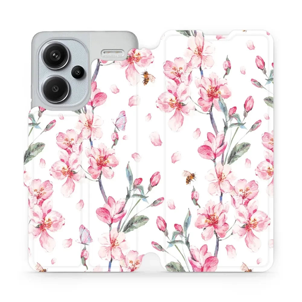 Handyhülle mit klappe für Xiaomi Redmi Note 13 Pro Plus 5G, Mobiwear Book, Rosa Frühling