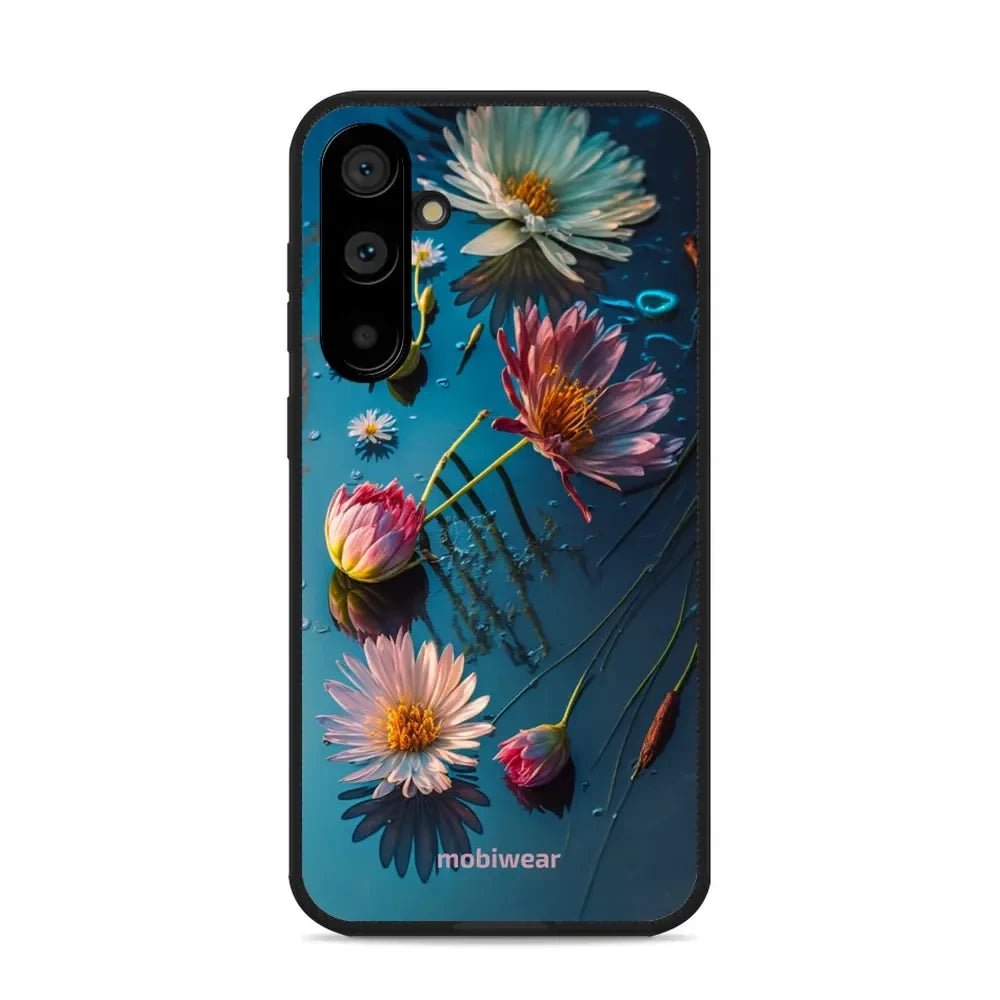 Handyhülle für Galaxy S23 FE, Mobiwear Glossy Case, Blau-Blumig