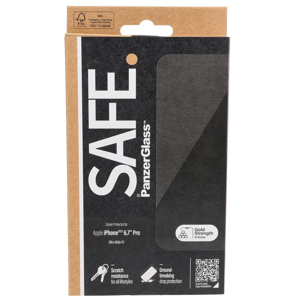 Gehärtetes Glas Safe von PanzerGlass Ultra-Wide Fit für iPhone 15 Pro Max