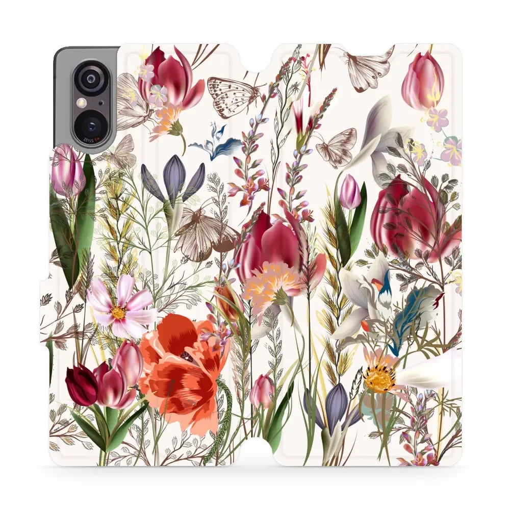 Handyhülle mit klappe für Sony Xperia 5 V, Mobiwear Book, Blumenstrauß