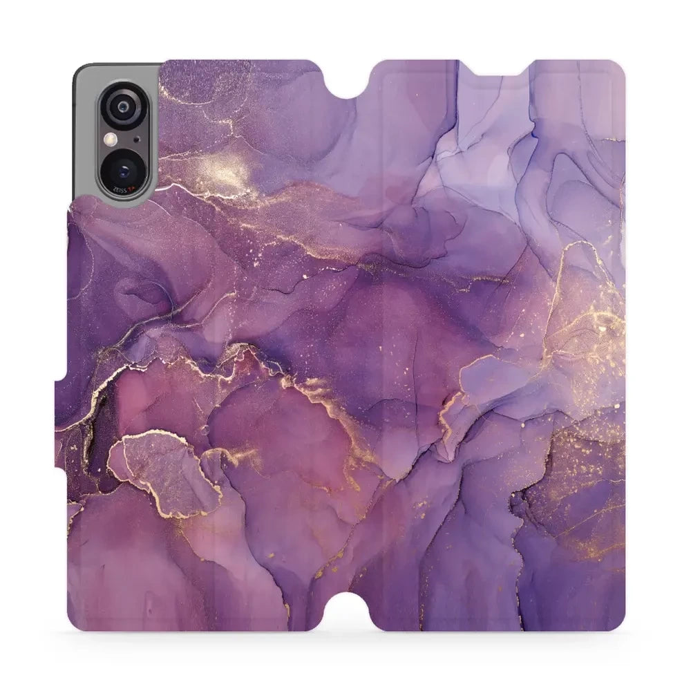 Handyhülle mit klappe für Sony Xperia 5 V, Mobiwear Book, Violett