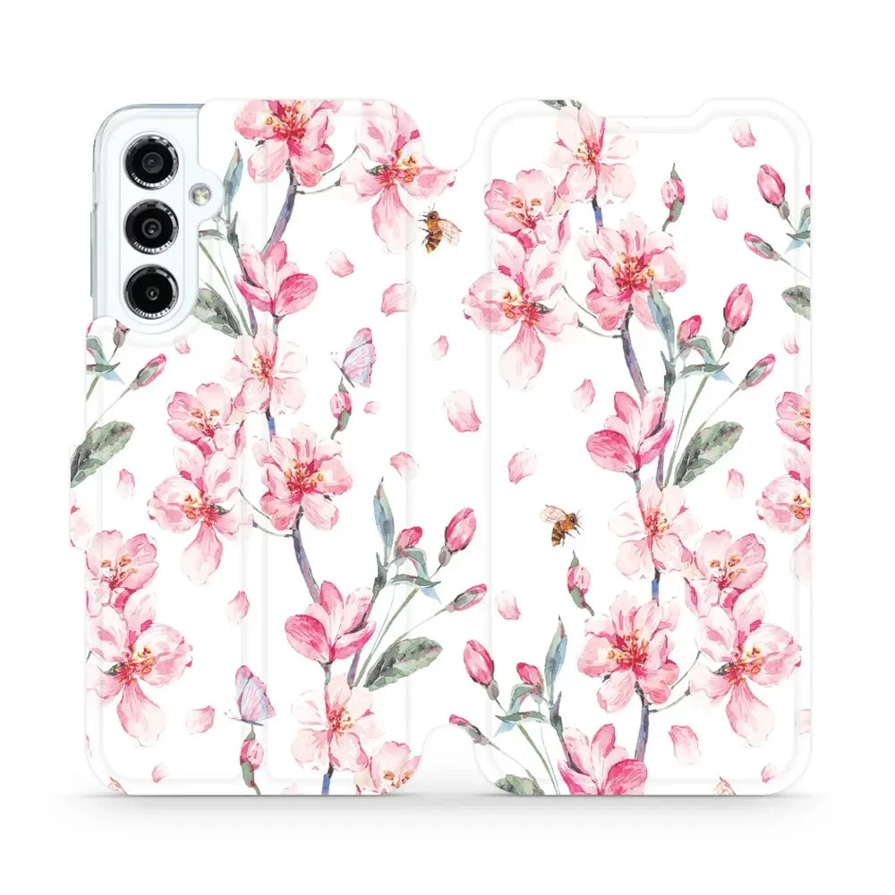Handyhülle mit klappe für Galaxy M34 5G, Mobiwear Book, Rosa Frühling