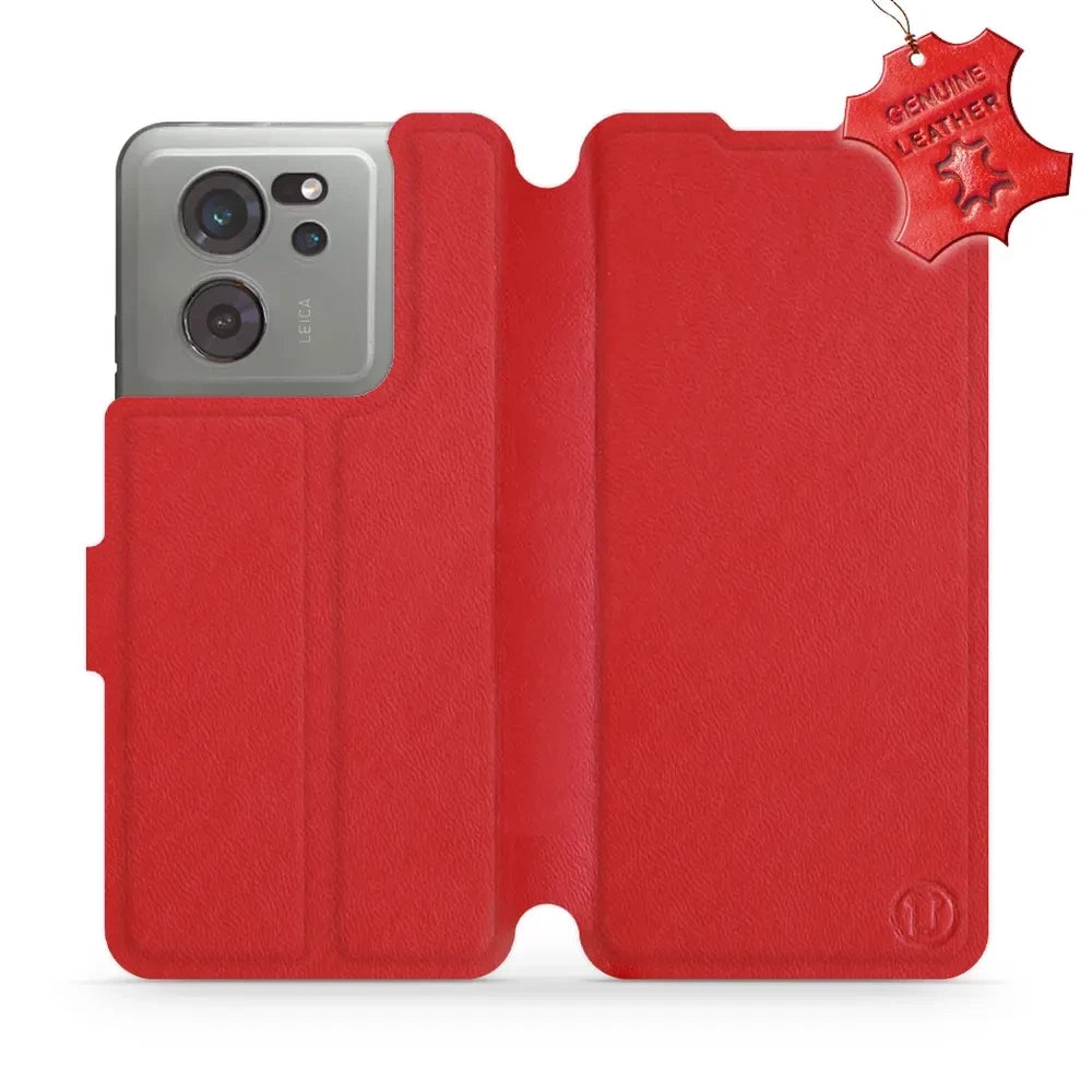 Echtleder Handyhülle für Xiaomi 13T, Mobiwear Leather, Rot
