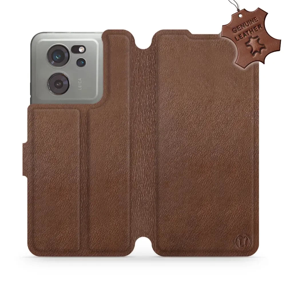 Echtleder Handyhülle für Xiaomi 13T Pro, Mobiwear Leather, Braun