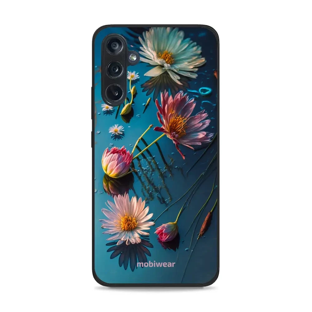 Handyhülle für Galaxy M34 5G, Mobiwear Glossy Case, Blau-Blumig