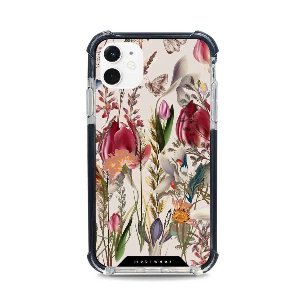 Handyhülle für iPhone 11 mit MagSafe, Mobiwear Elite Bumper, Blumenstrauß