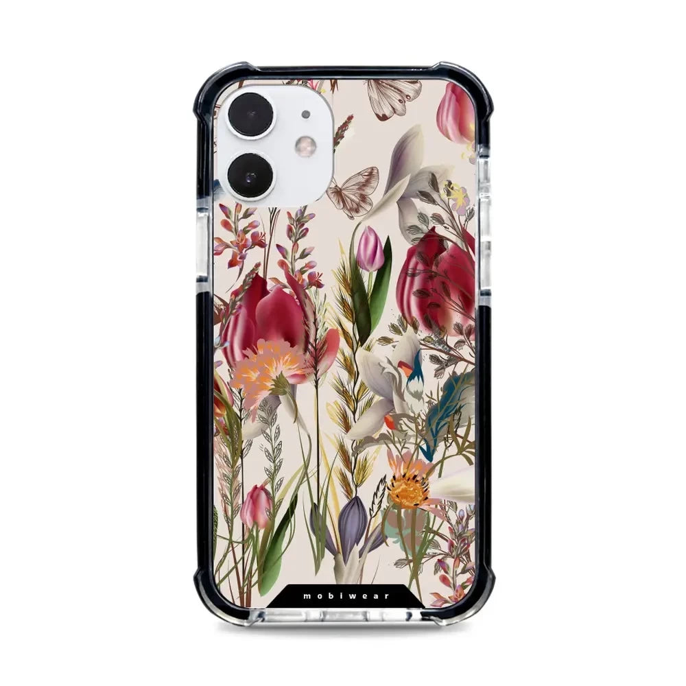 Handyhülle für iPhone 12 mit MagSafe, Mobiwear Elite Bumper, Blumenstrauß