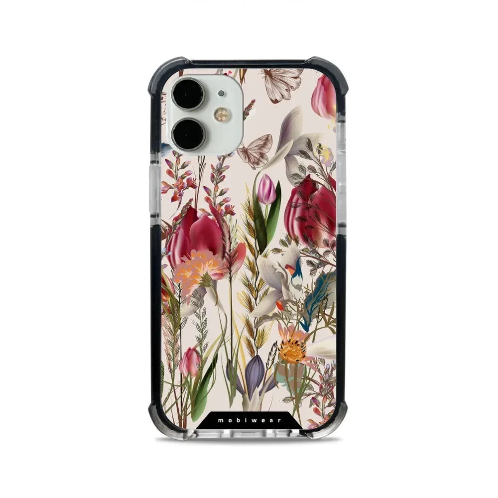 Handyhülle für iPhone 12 Mini mit MagSafe, Mobiwear Elite Bumper, Blumenstrauß