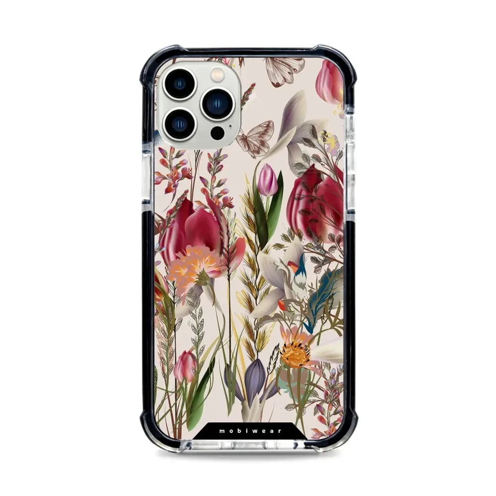 Handyhülle für iPhone 12 Pro mit MagSafe, Mobiwear Elite Bumper, Blumenstrauß