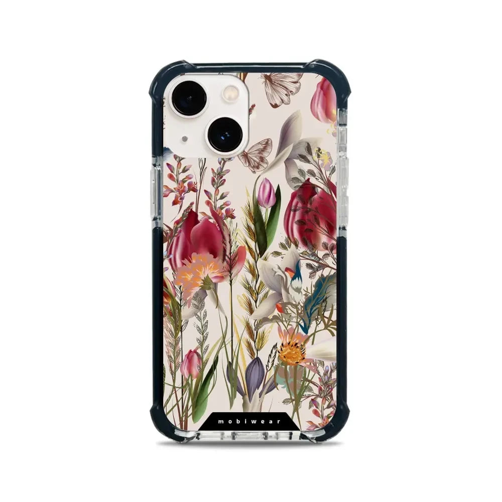 Handyhülle für iPhone 13 Mini mit MagSafe, Mobiwear Elite Bumper, Blumenstrauß