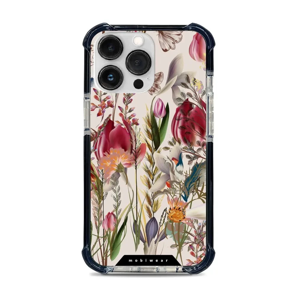 Handyhülle für iPhone 13 Pro mit MagSafe, Mobiwear Elite Bumper, Blumenstrauß