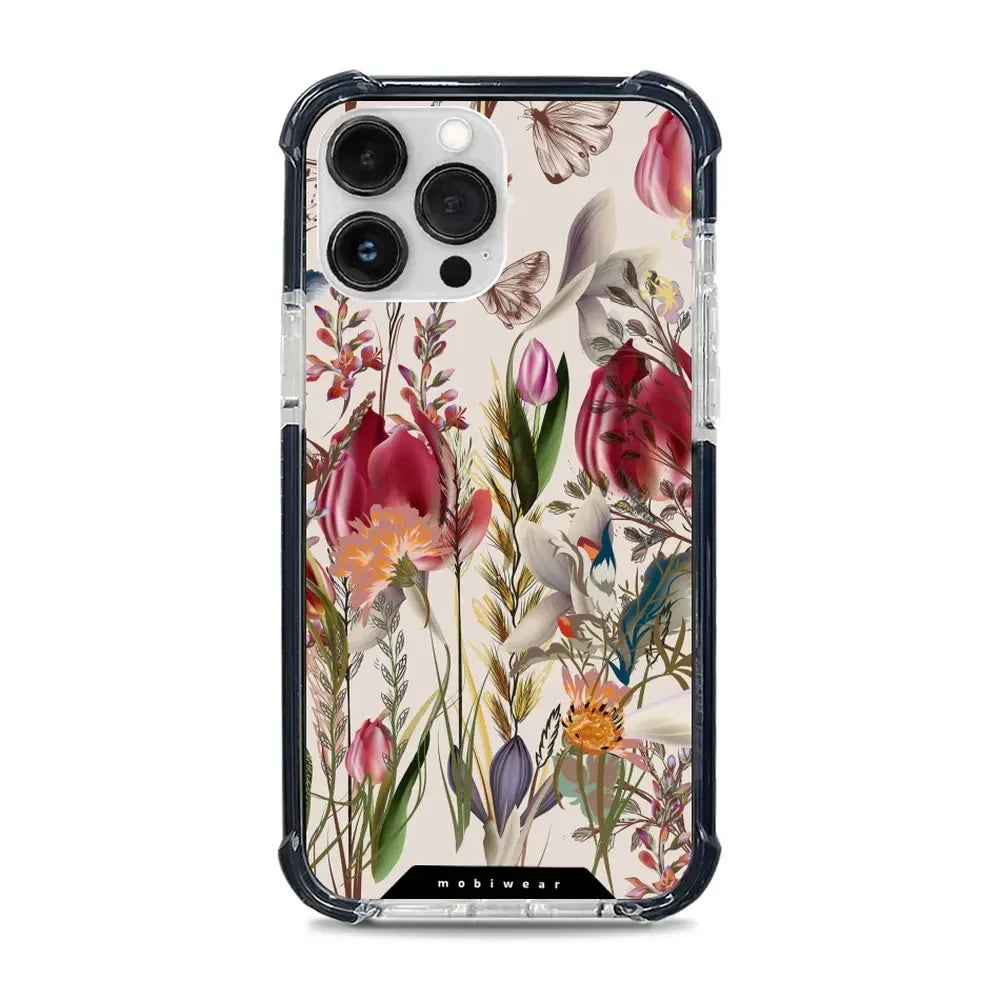 Handyhülle für iPhone 13 Pro Max mit MagSafe, Mobiwear Elite Bumper, Blumenstrauß