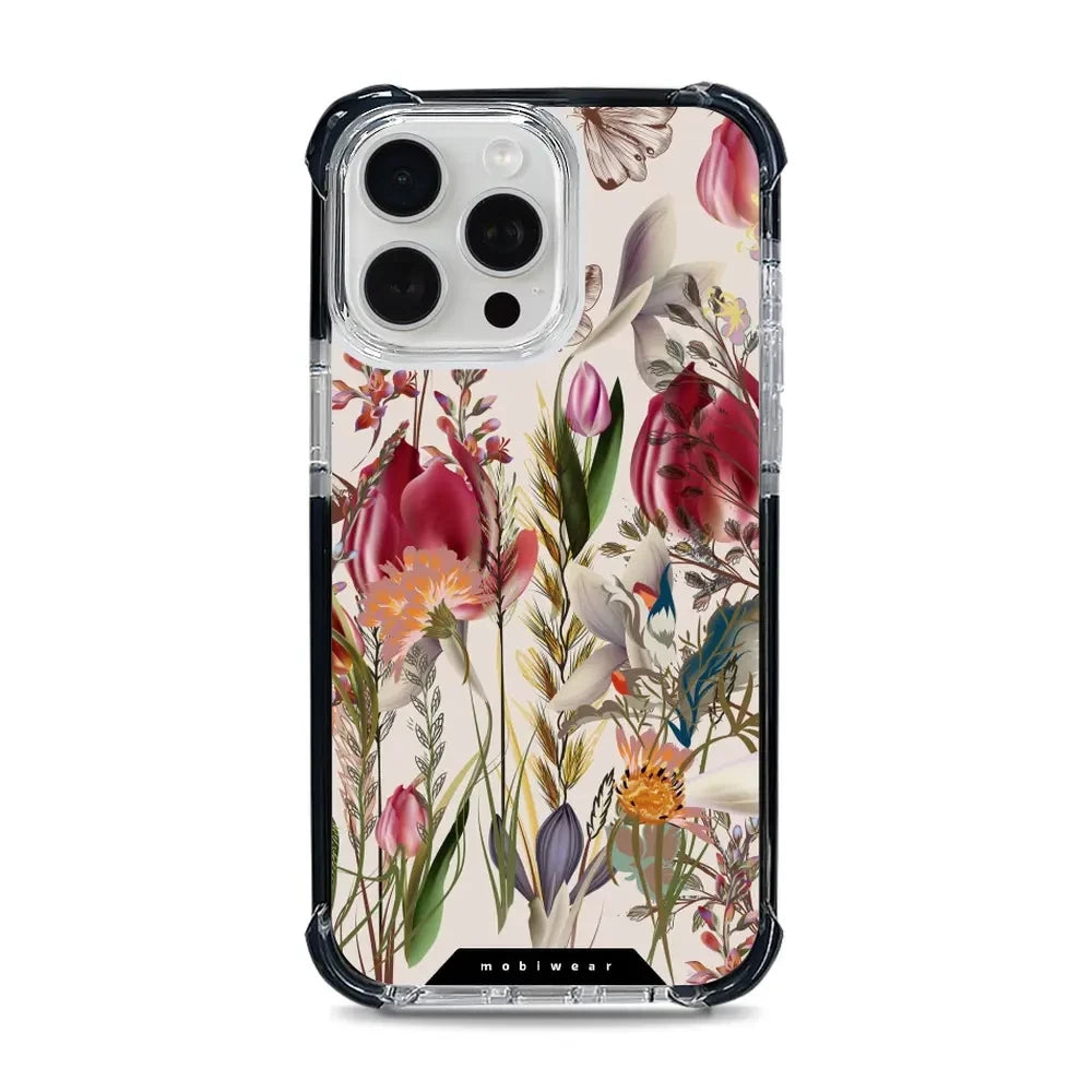 Handyhülle für iPhone 15 Pro Max mit MagSafe, Mobiwear Elite Bumper, Blumenstrauß