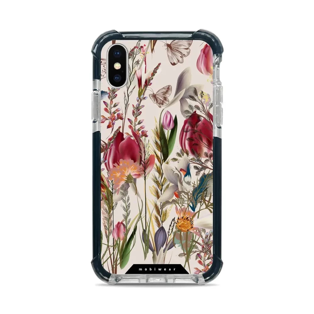 Handyhülle für iPhone Xs mit MagSafe, Mobiwear Elite Bumper, Blumenstrauß