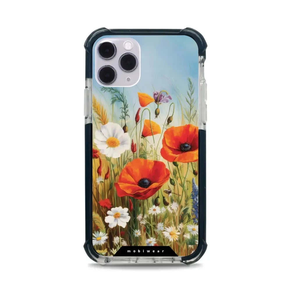 Handyhülle für iPhone 11 Pro mit MagSafe, Mobiwear Elite Bumper, Wiesenblumen