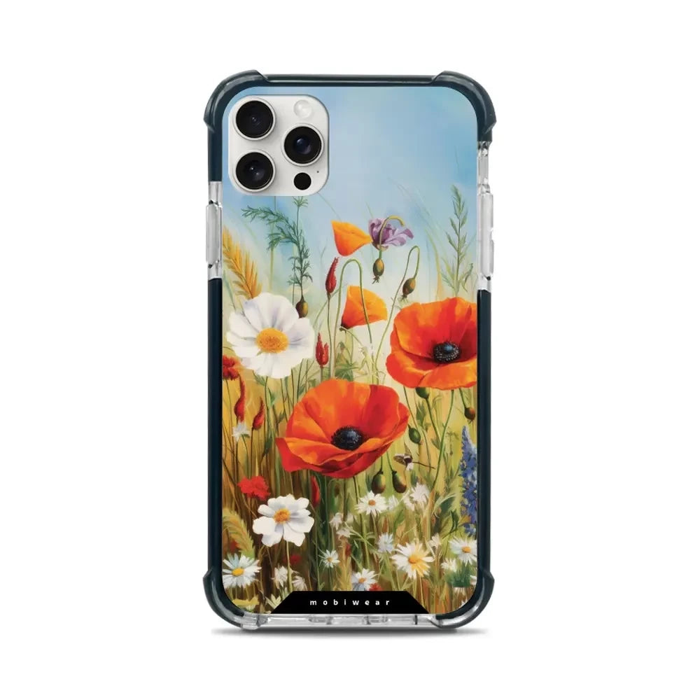 Handyhülle für iPhone 11 Pro Max mit MagSafe, Mobiwear Elite Bumper, Wiesenblumen