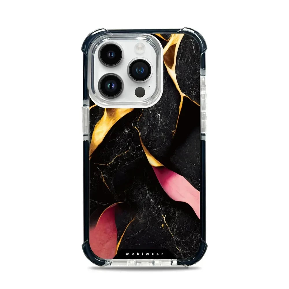 Handyhülle für iPhone 14 Pro mit MagSafe, Mobiwear Elite Bumper, Vergoldetes Erz