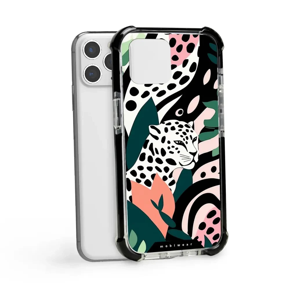 Handyhülle für iPhone 11 Pro mit MagSafe, Mobiwear Elite Bumper, Tropischer Gepard